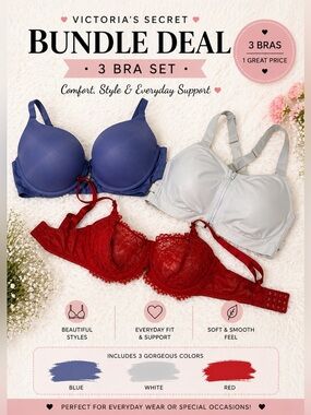 Bundle Deal*  Victoria's Secret Bra Set - Blue, White, Red